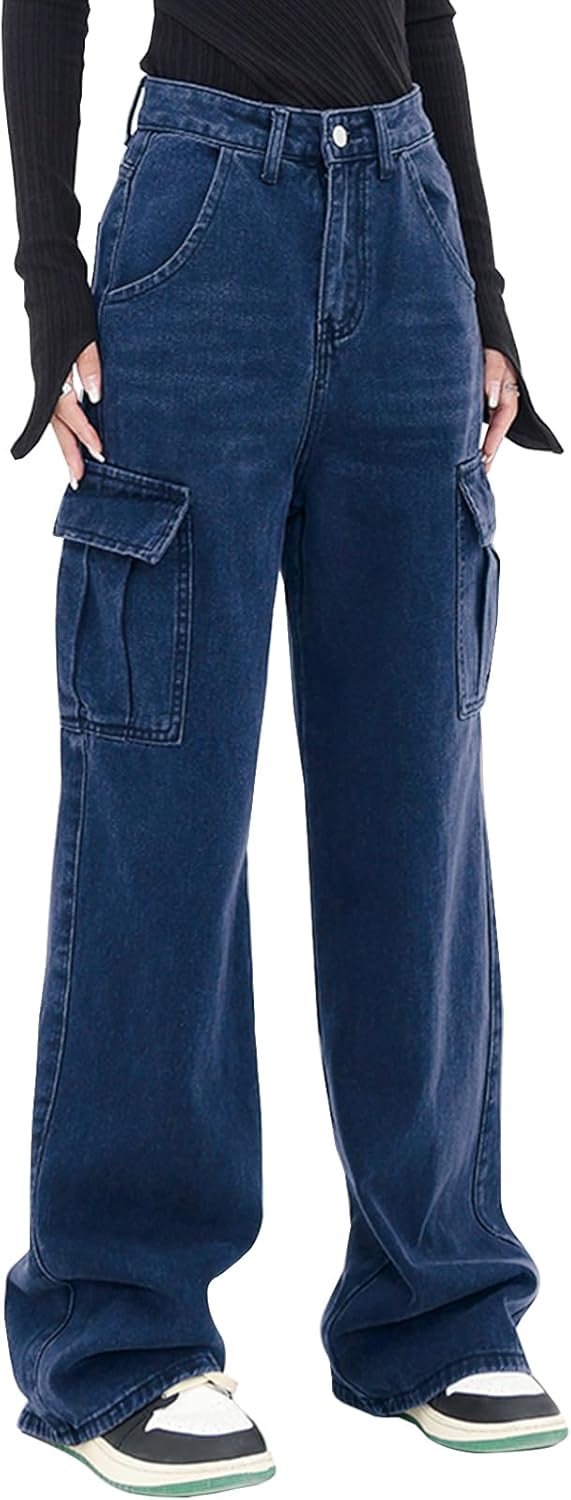 LONGYIDA Women's High Waisted Cargo Jeans Straight Bangladesh Ubuy - Main Image