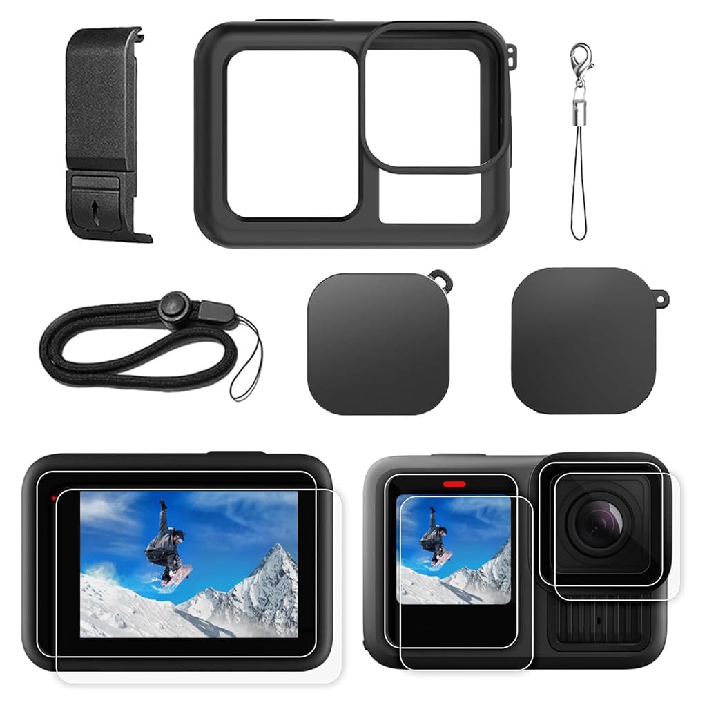ZORBES® Silicone Sleeve Rubber Protective Case Only Applicable to Go Pro Hero 13 Black Standard Lens, Battery Side Cover&Screen Protectors& Lens Caps&Lanyard for Hero 13 Black Accessories Kit-picture-16