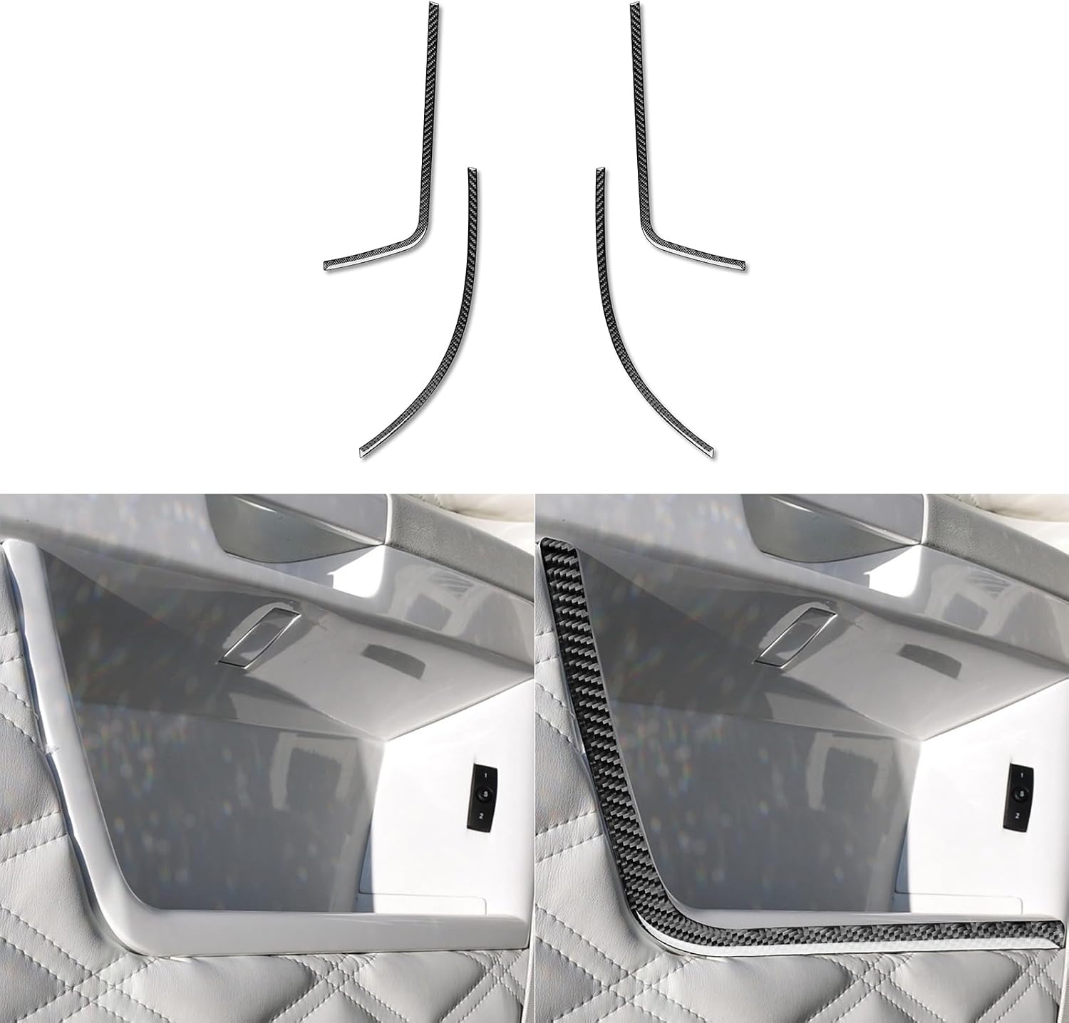 Real Premium Carbon Fiber Decals Compatible with Chrysler 300 300C 2005 2006 2007 Car Door Pull Handle Switch Storage Box Decoration Trim Auto Interior Accessories Sticker Black
