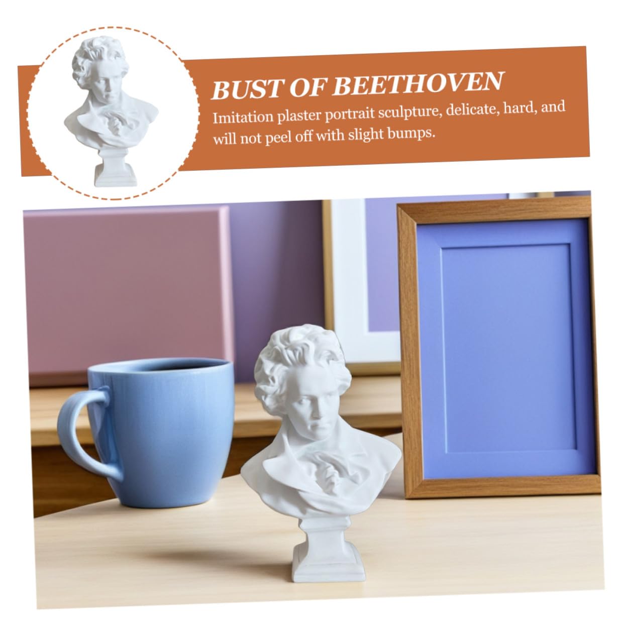 Beavorty Beethoven - Escultura de resina de estilo europeo para decoración del hogar, sala de estar, decoración artística de resina nórdica, estatua de retrato para porche de hotel
