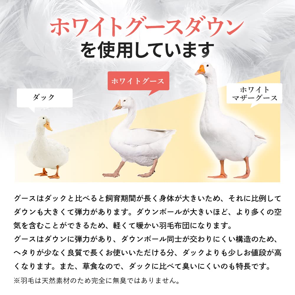 Amazon｜昭和西川 羽毛布団 日本製 ドイツ産ホワイトグース90％ 1.2kg 