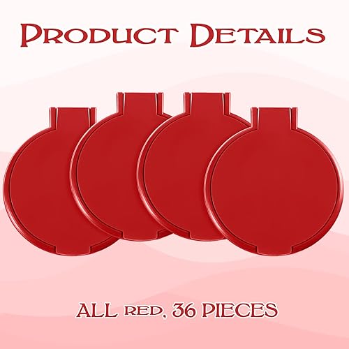 Miniatura 3 de Yalikop Espejo redondo compacto mini espejo plegable portátil espejo redondo espejo maquillaje para mujeres y niñas, viaje uso diario (rojo, 36