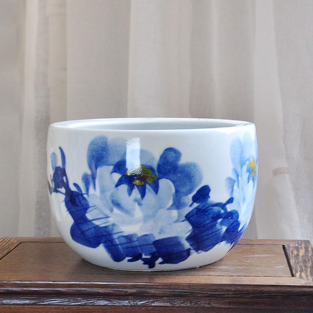DFGHNBVC Ceramic Planter Pot For Indoor Plants Without Drainage Hole Chinoiserie Jingdezhen Flower Planter Handmade Plant Pot Garden Planter Succulent Plant Pot Utensil Holder,Blue-9.45