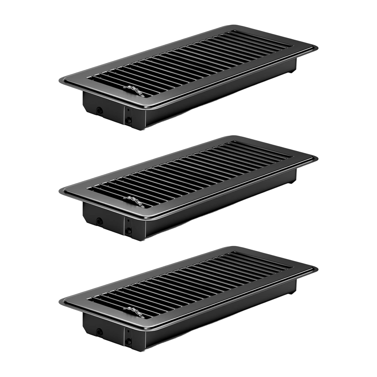 Tuygn Black 4Pcs Floor Vents Registers 4X10 Inch,Heavy Duty Metal Hot Air Vent Covers With Rust-Proof Finish For Ceiling Wall Hvac Arrangements Oxidation