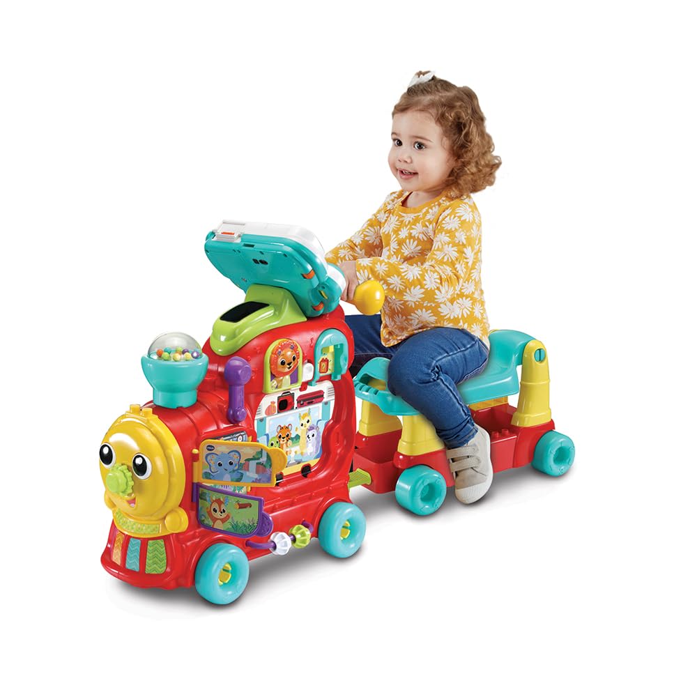 VTech Edo, Maxi Tren para Montar a Caballo, Tren eléctrico y Juguete multiactividad 7 en 1, Juego de Formas con más de 270 Sonidos, melodías y Bloques educativos, Idioma Italiano, Pilas Incluidas,
