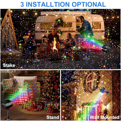 Image of Christmas Laser Projector Light Outdoor, RGB 3 Colors Laser Lights with 24 Patterns, IP65 Waterproof Star Projector Firefly Moving Lights Show Decor for Garden Yard Christmas Halloween Holiday Party
