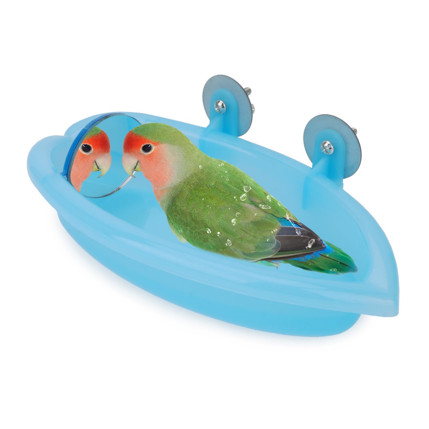 Hypeety Bird Bath with Mirror Portable Bird Bathroom Parakeet Shower Tub