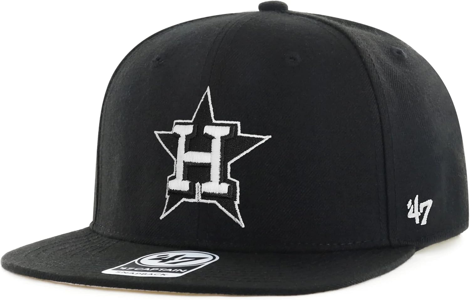 47 Houston Astros Mens Womens No Shot Captain Adjustable Snapback Black White Hat