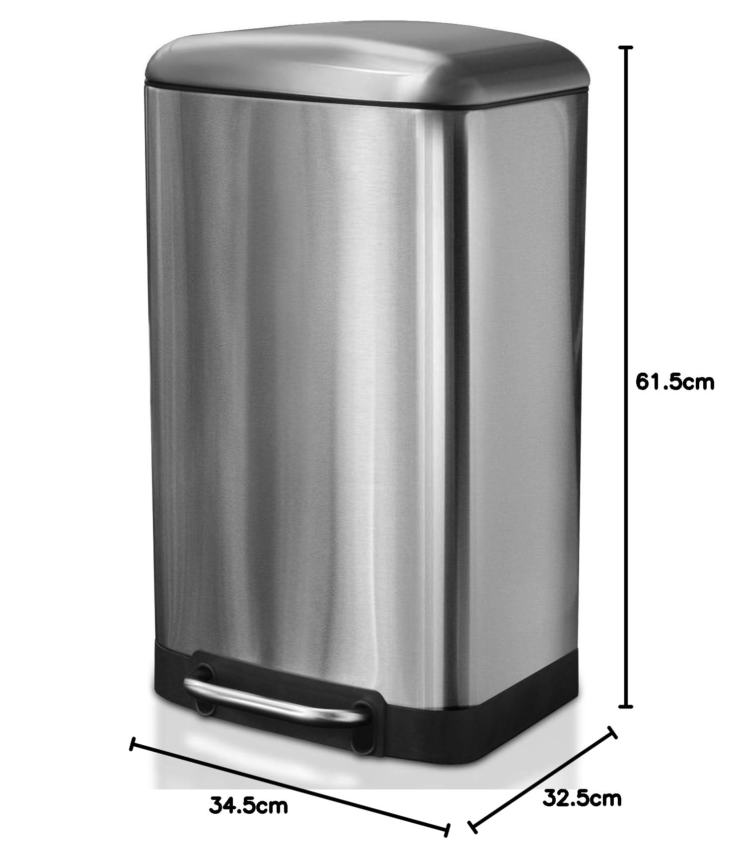 casa pura Design Tretmülleimer Cubo mit Absenkautomatik | 30 Liter | Abfalleimer mit Softclose Deckel | Geruchsdichtes Verschließen | Rostfreier Edelstahl | Herausnehmbarer Inneneimer (Silber)