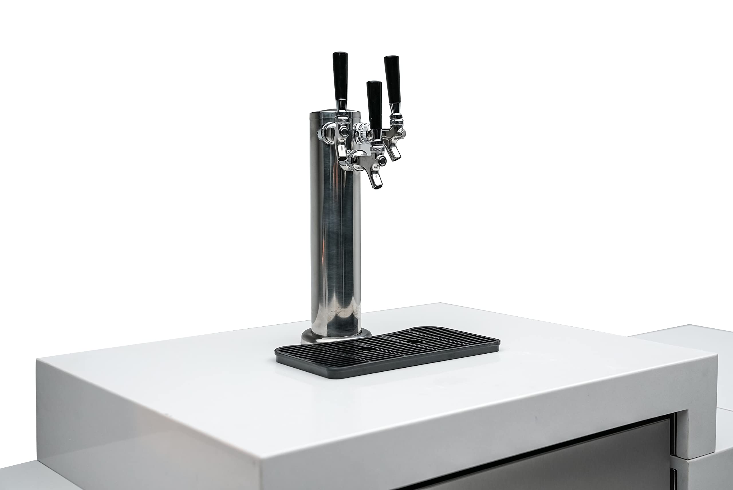 Mont Alpi Bar Series MA-BEVKEG Stainless Steel Outdoor Rated 3 Beer Tap Kegerator Keg Center Dispenser + Beverage Center with Compact Refrigerator + Granite Countertops on Fridge.com