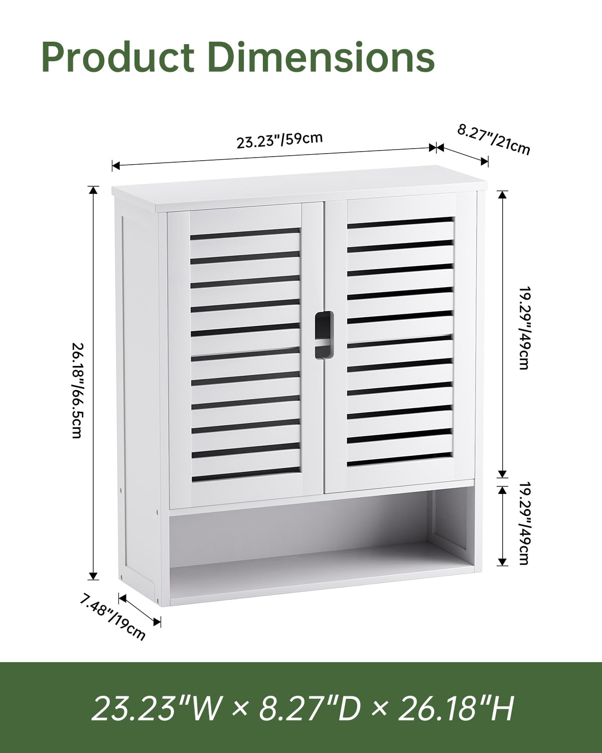 SMIBUY Armadietto da bagno montato a parete, organizzatore di stoccaggio sopra il water in bambù, armadietto medico salvaspazio con 2 porte e ripiani regolabili (Bianco)
