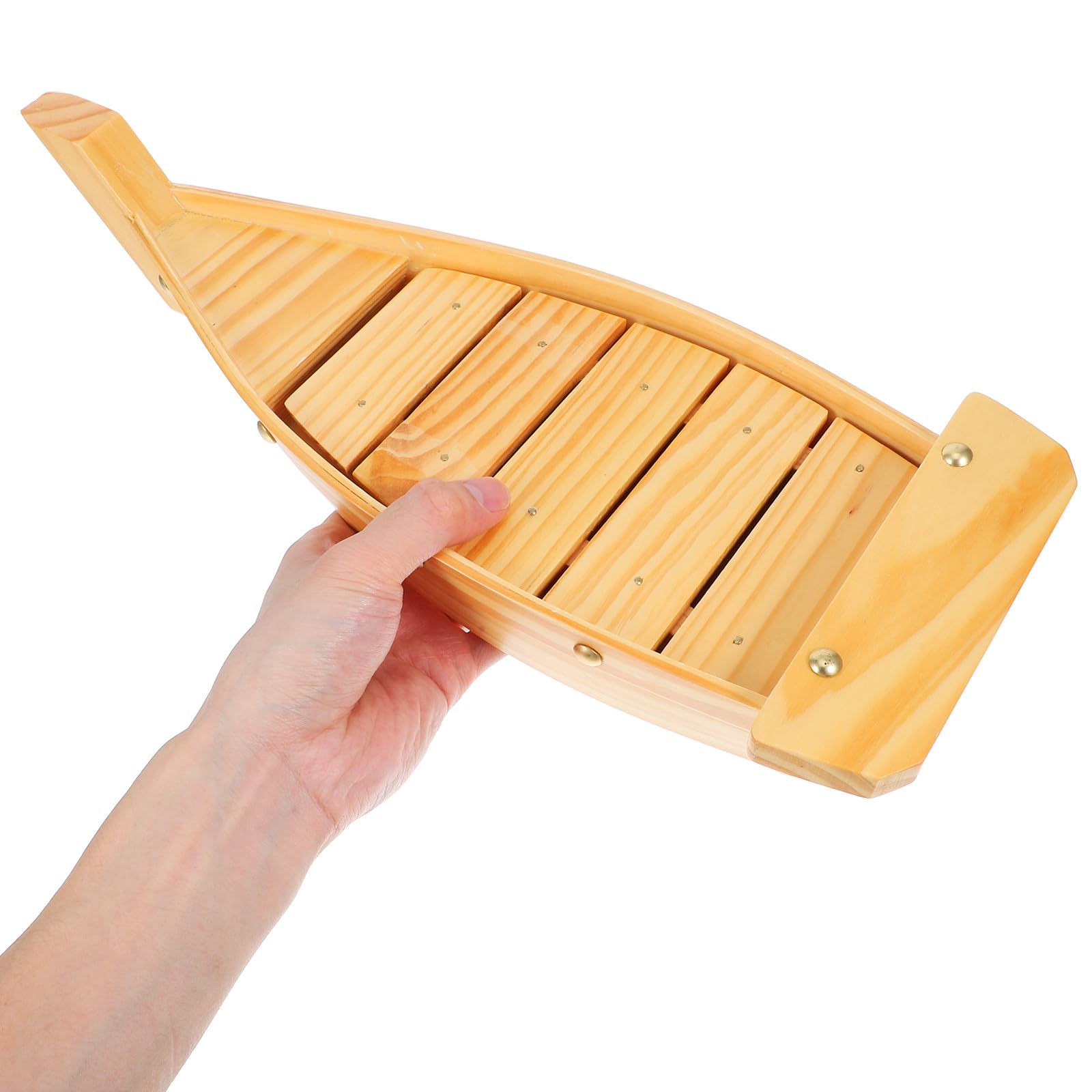 ULTECHNOVO Plat de Service à Sushi Style Japonerie en Bois Forme Bateau Plateau de Collations Fonction de Rangement et Service pour Restaurant et Maison