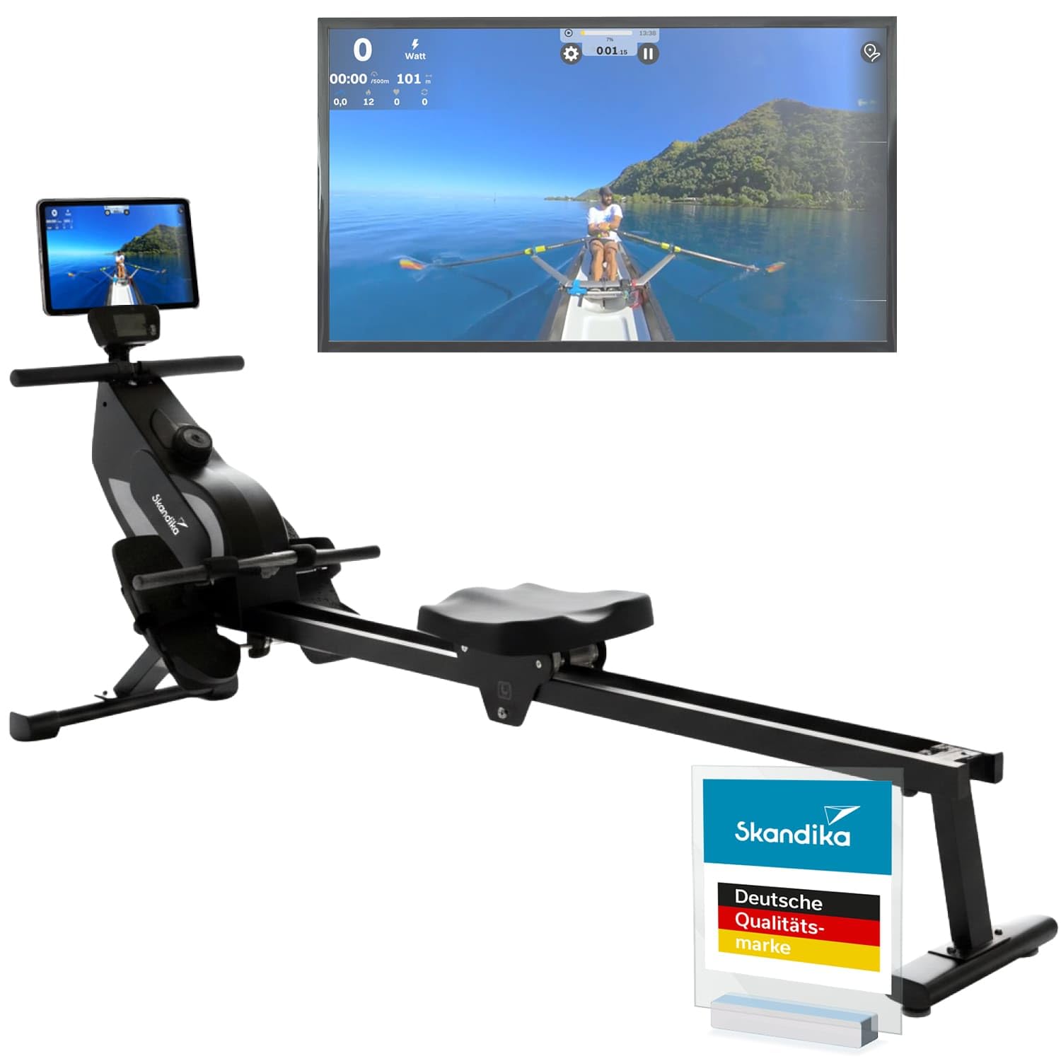 Skandika Vogatore per uso domestico Venn P5-M - resistenza magnetica - binario lungo | 16 livelli - Bluetooth - compatibile con l'app Kinomap - fino a 135 kg