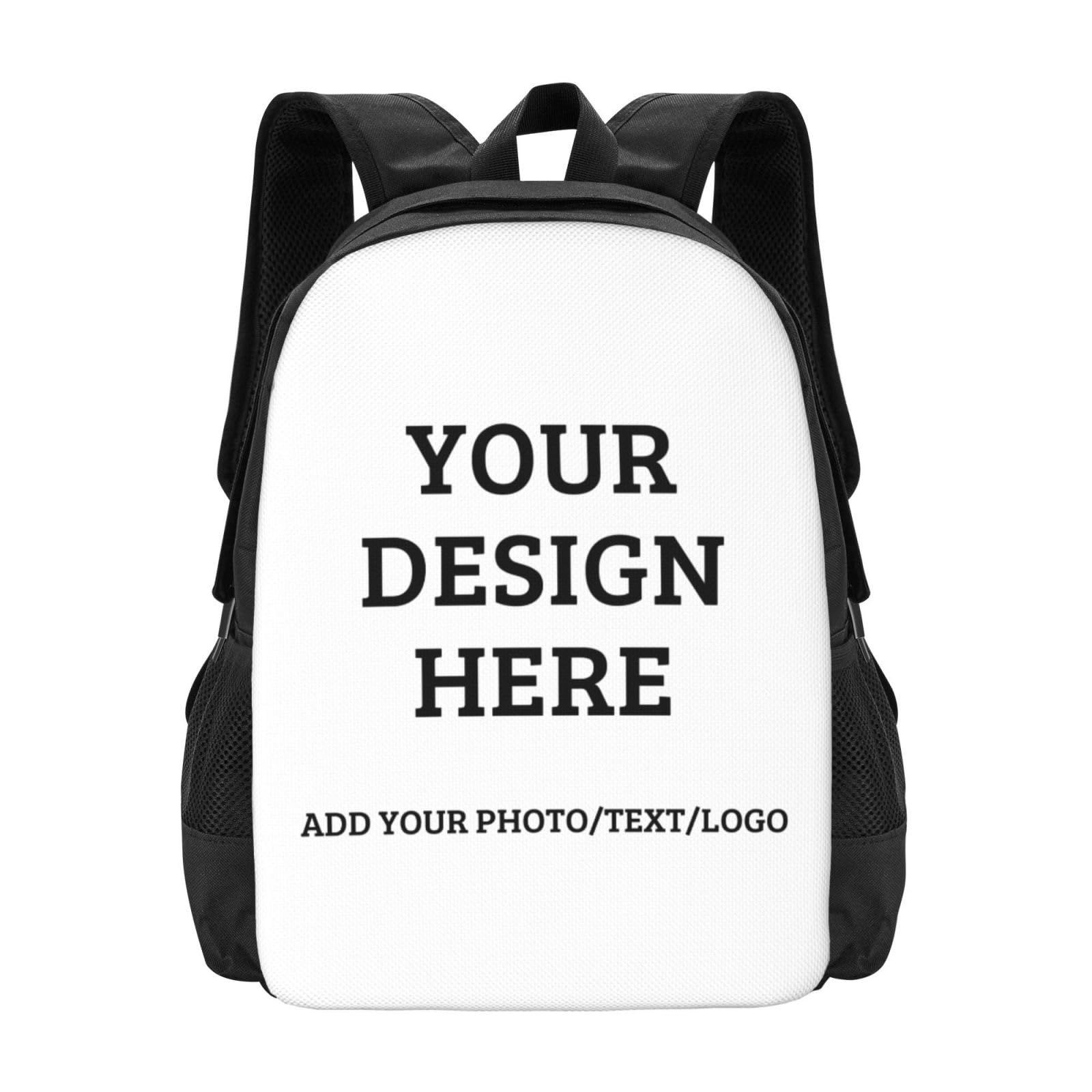 Sadxiong Custom Backpackpersonalized Backpack Design Your Text Photo Logo Large-Capacity White