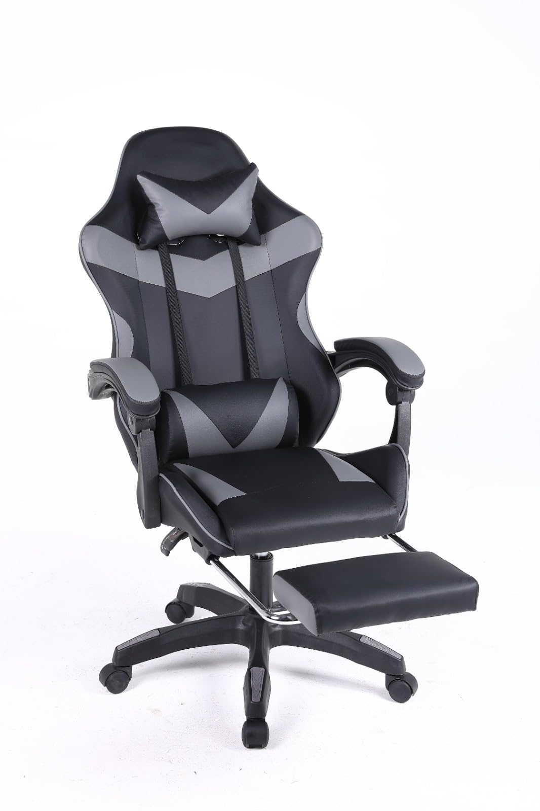 selling united Ergonomic Recliner Office Chair with Footrest, Adjustable Backrest & Headrest, PU Leather Executive Desk Chair with Lumbar Support, Swivel Gaming Chair for Home Office (Grey)