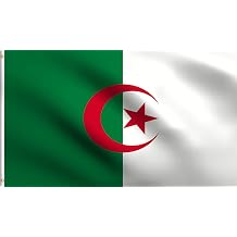 DMSE Algeria National Flag, 3ft x 5ft - Fade-Resistant Outdoor &amp; Indoor Flag - Quad-Stitched Fly End &amp; Heavy-Duty Brass Grommets (3ft x 5ft)
