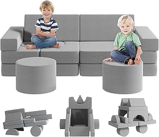 DEYGIA Kids Couch 13PCS, Modular Toddler Couch, Velvet Kid Couch, Fold Out Kids Couch for Playroom Bedroom, Modular Kids Couch for Boys and Girls, Kids Play Couch for Kids