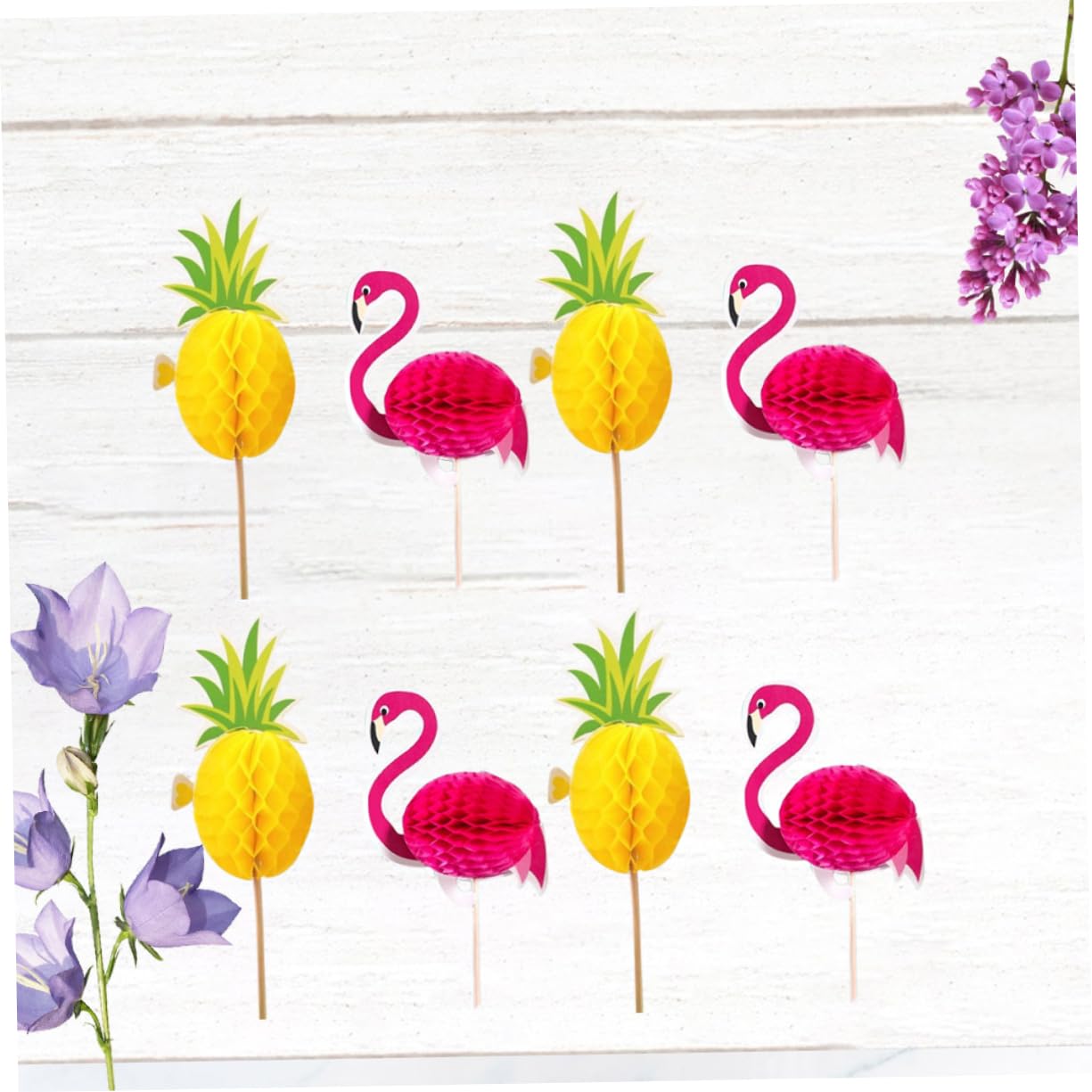 ibasenice 20pièces Piques à Gâteaux Ananas Flamant Décorations pour Cupcakes De Fête Pics à Gâteaux pour Anniversaire Décorations pour Desserts