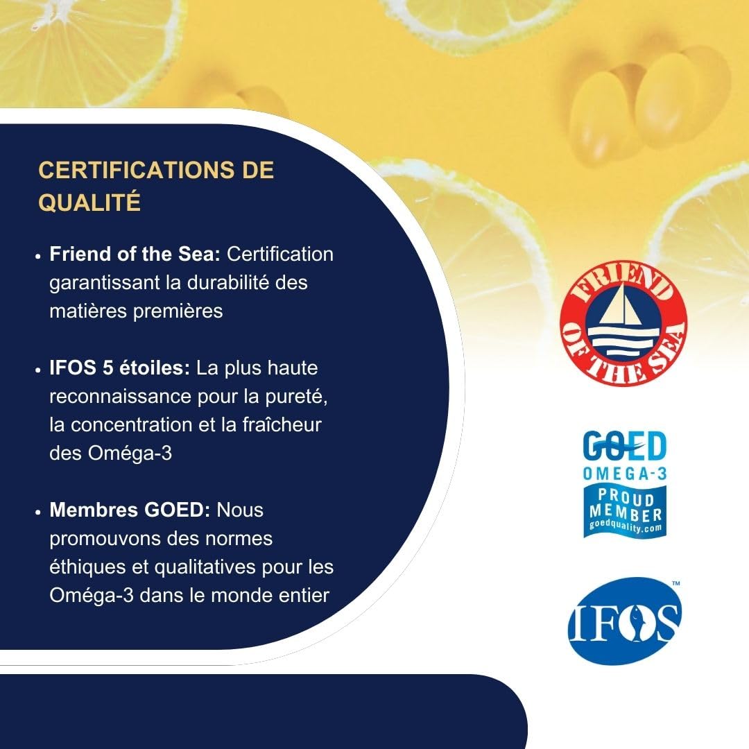 VitaDHA 1000 – Omega -3 Supplément alimentaire DHA - précieux pendant la grossesse et l'allaitement - alliée pour la santé du cerveau, cœur et vision - Saveur de citron - 60 gélules