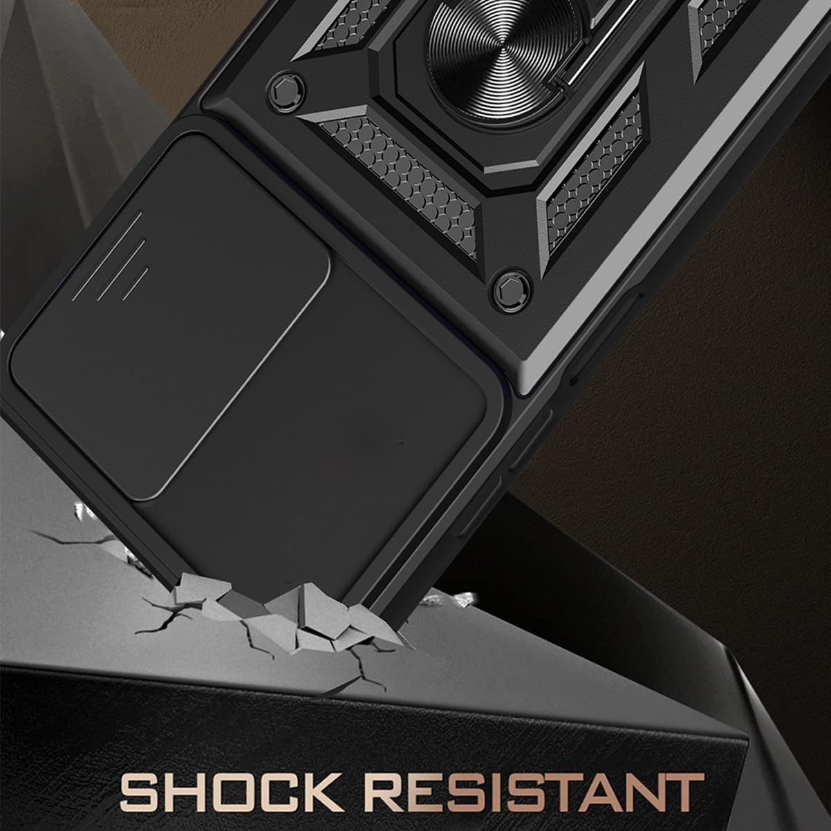 Case for Honor 200 Pro 5G Case with Slide Camera Protection Cover Phone Case Heavy Duty Military Grade Protective Cover phone holder Case,Black - Image 2