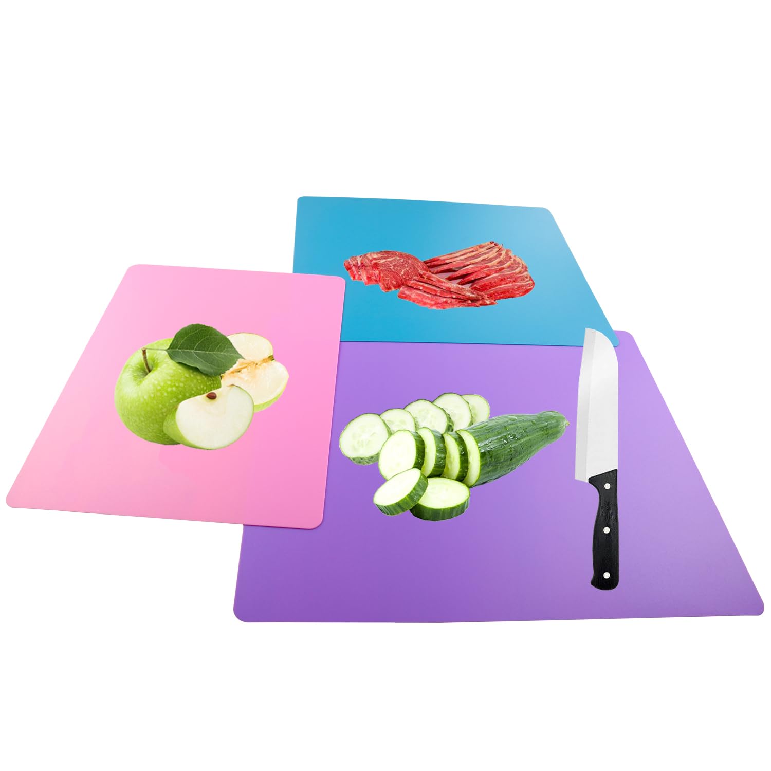 7 alfombrillas flexibles para tabla de cortar, tablas de cortar de plástico para cocina, hojas de tabla de cortar para carne y verduras, aptas para lavavajillas