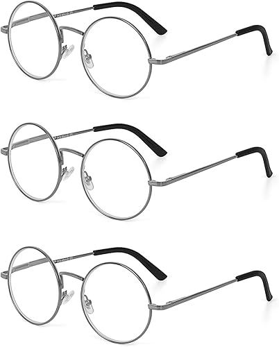 Miniatura 1 de EYE ZOOM Gafas de lectura redondas con marco de metal con bisagra de resorte (negro, plateado y plomo)