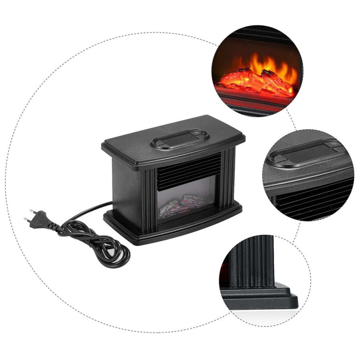 Stufa Elettrica con Effetto Fiamma Simulata Termoventilatore da Fiamma per Riscaldamento Silenzioso e Pulito Adatto per Appartamenti e Camper