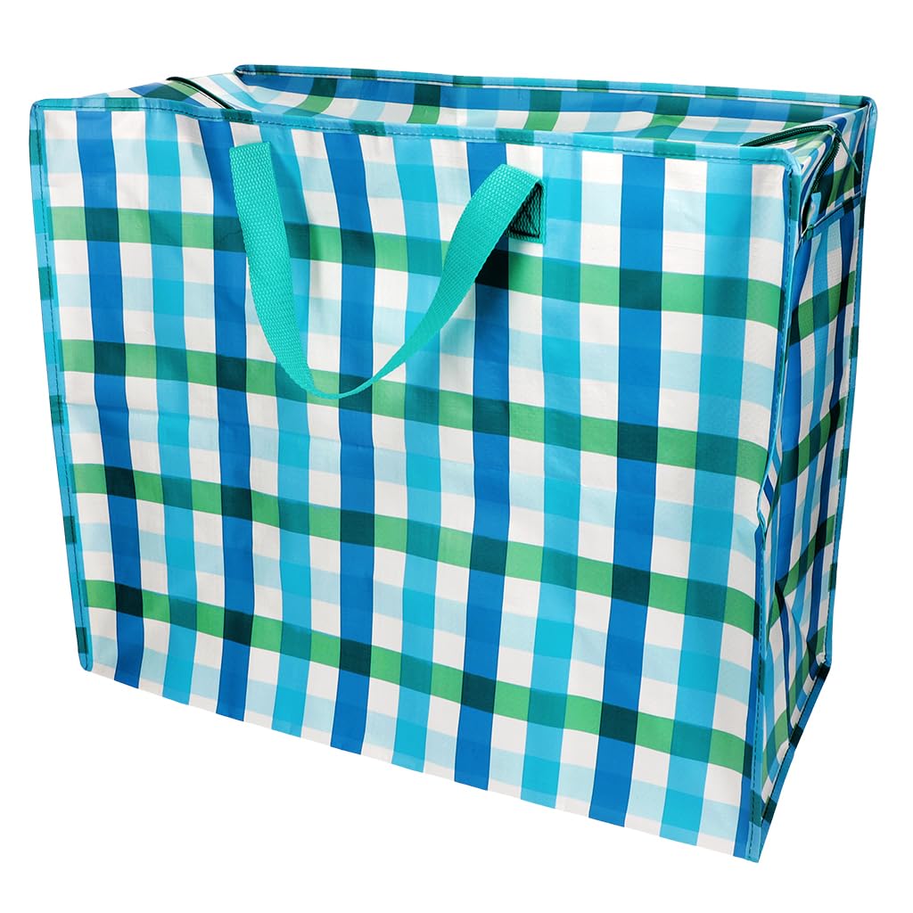 Rex London - Jumbo Storage Bag with Zip for Home Storage 70L - Blue Gingham โ image 1