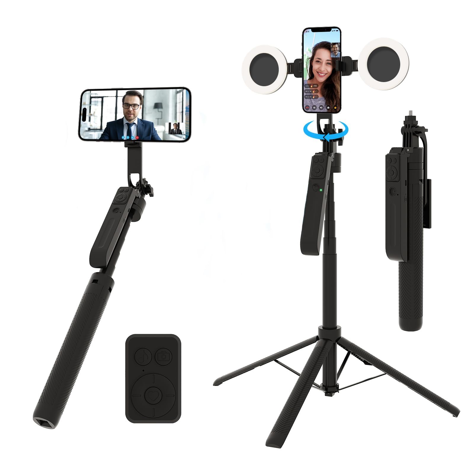 Auto Face Tracking Tripod For IPhone,70" Tall Travel Phone Tripod Remote Gesture Control Selfie Stick Video Recording Tiktok Live Streaming Content Creato - View #14