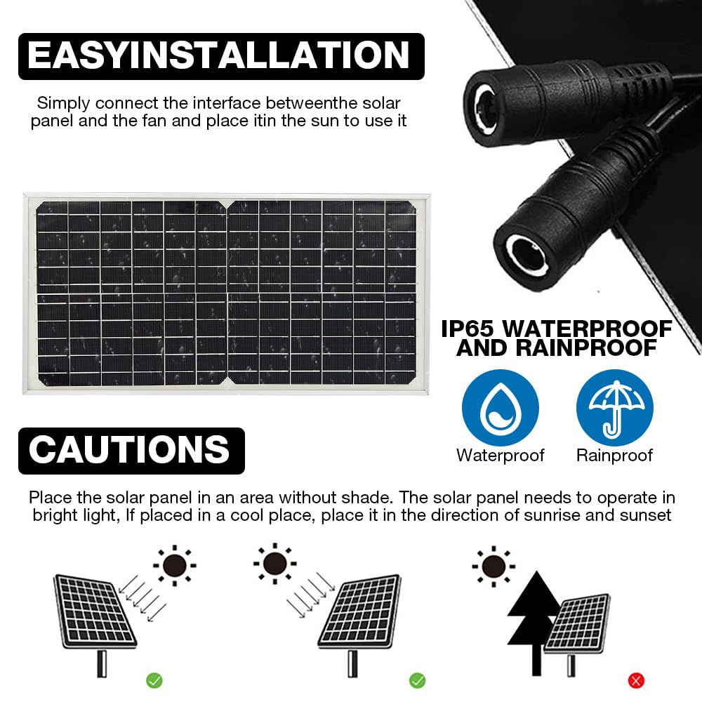 Solar Ventilator, 16W Solarpanel Ventilator, Wetterfest, mit DC Doppelventilator für kleine Hühnerställe, Solarmodul Lüfter Kit für kleine Hühnerställe, Gewächshäuser, Haustierhäuser, Garage