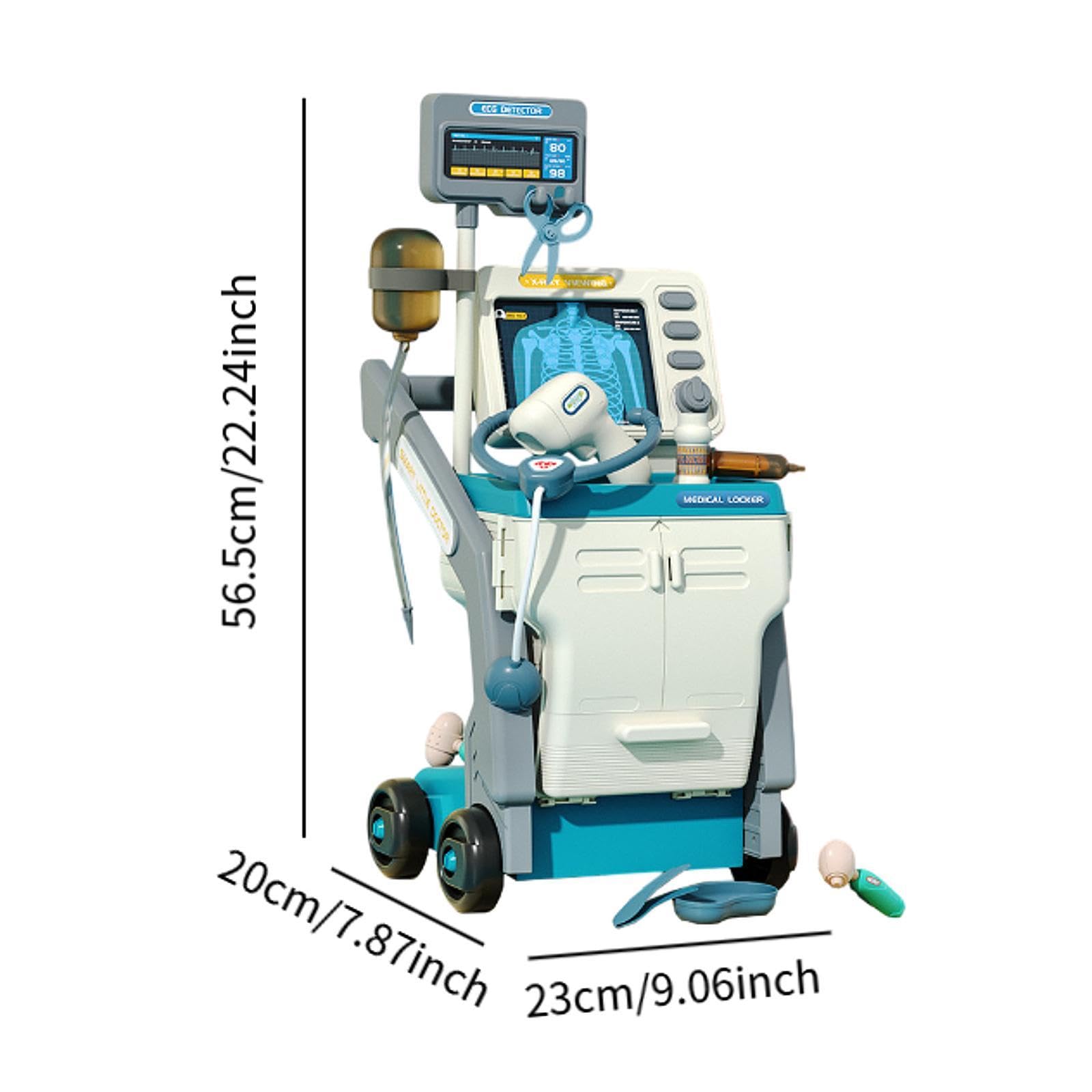 Kit da Dottore per Bambini con Carrello per Giochi di Ruolo E Apprendimento, Blu