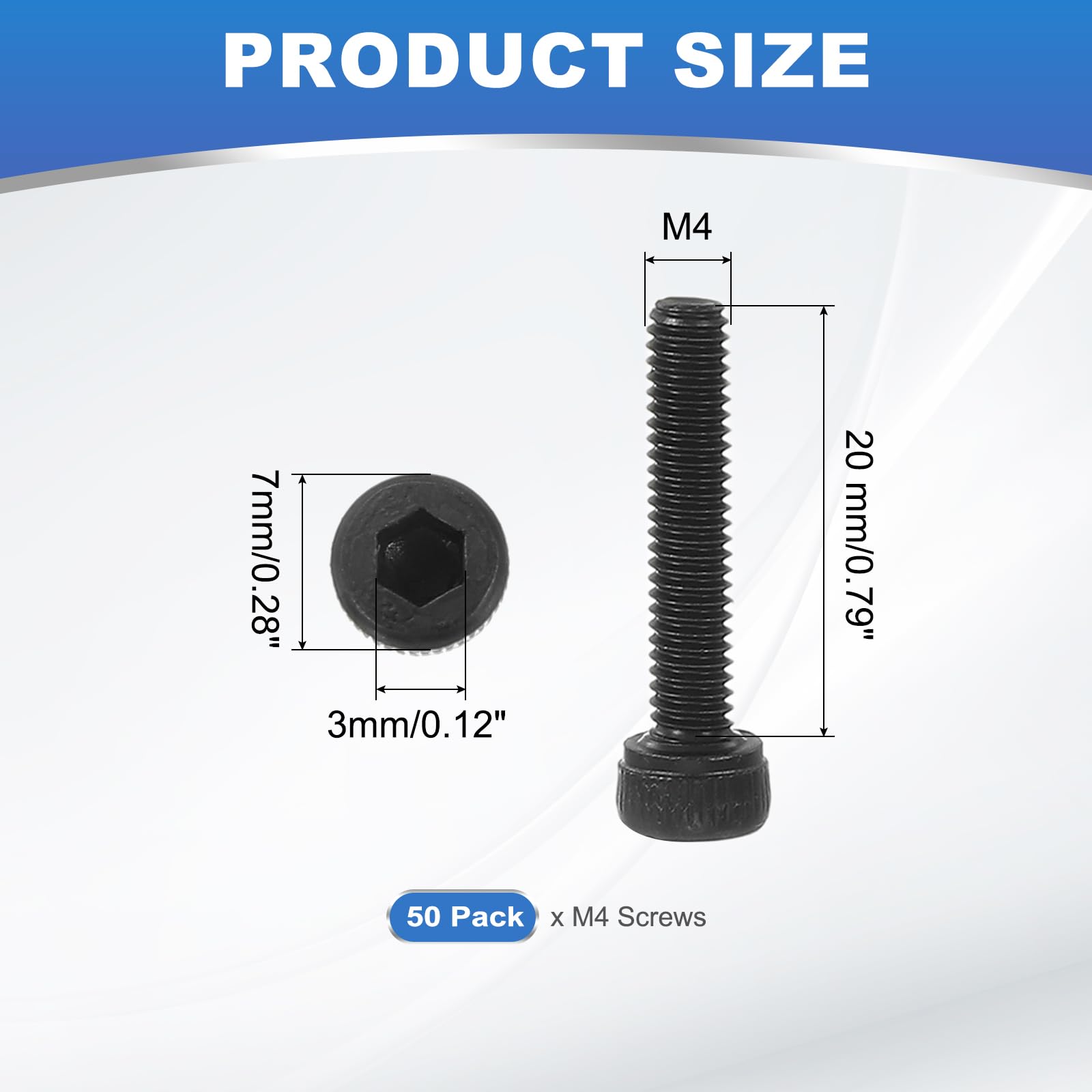 PATIKIL M4 x 20mm Hex Socket Head Screws Cap Bolt - Image 2