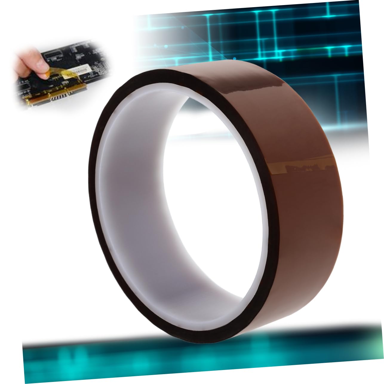 Cabilock Polyimide Adhesive Tape 30mm Width 33m Length Tawny Heat Resistant for Soldering Insulation