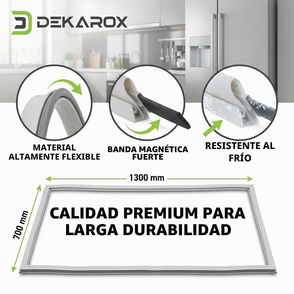 Junta universal para puerta de frigorífico 1300x700mm – Junta magnética para atornillar para Bosch, Siemens, AEG, Electrolux, Bauknecht, Beko, Neff