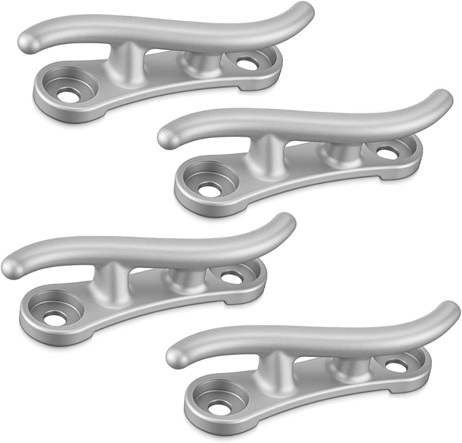 10 Inch Aluminum S-Style Dock Cleat, Heavy Duty Boat Mooring Cleats with Recessed Mounting Holes, Marine Grade Corrosion Resistant S-Curve Rope Cleats for Kayaks, Jet Skis, Docks