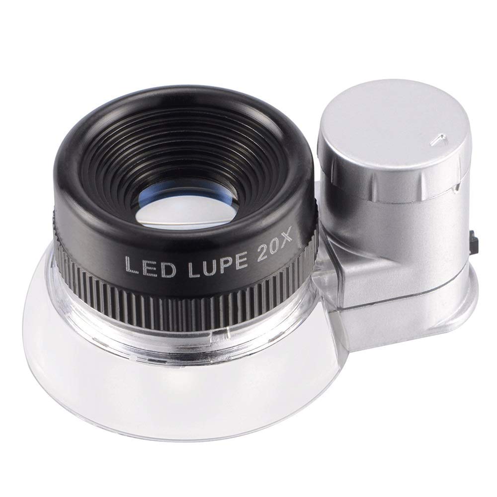 Loupe grossissante 20x HD à 6 LED pour l'identification de bijoux
