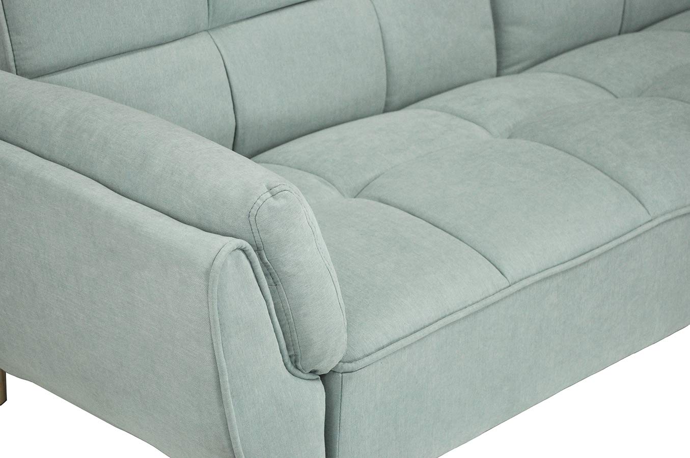 SAMIRA Divano Letto clic clac in Tessuto Verde Tiffany - Divano 3 posti mod. Ambra piede legno naturale