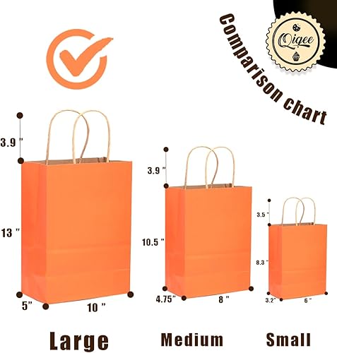 Miniatura 2 de qiqee Bolsas grandes de papel kraft con asas a granel de 13 x 10 x 5 pulgadas, 60 paquetes de bolsas de regalo, 16 bolsas de colores diferentes para
