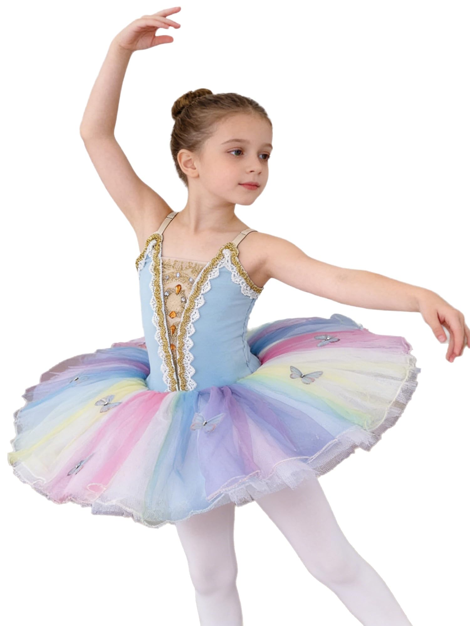 ranrann Maillot de Danza Ballet Niña Leotardos Danza Vestido de Baile Princesa Body Clásico con Falda Tutu Gimnasia Rítmica Actuación