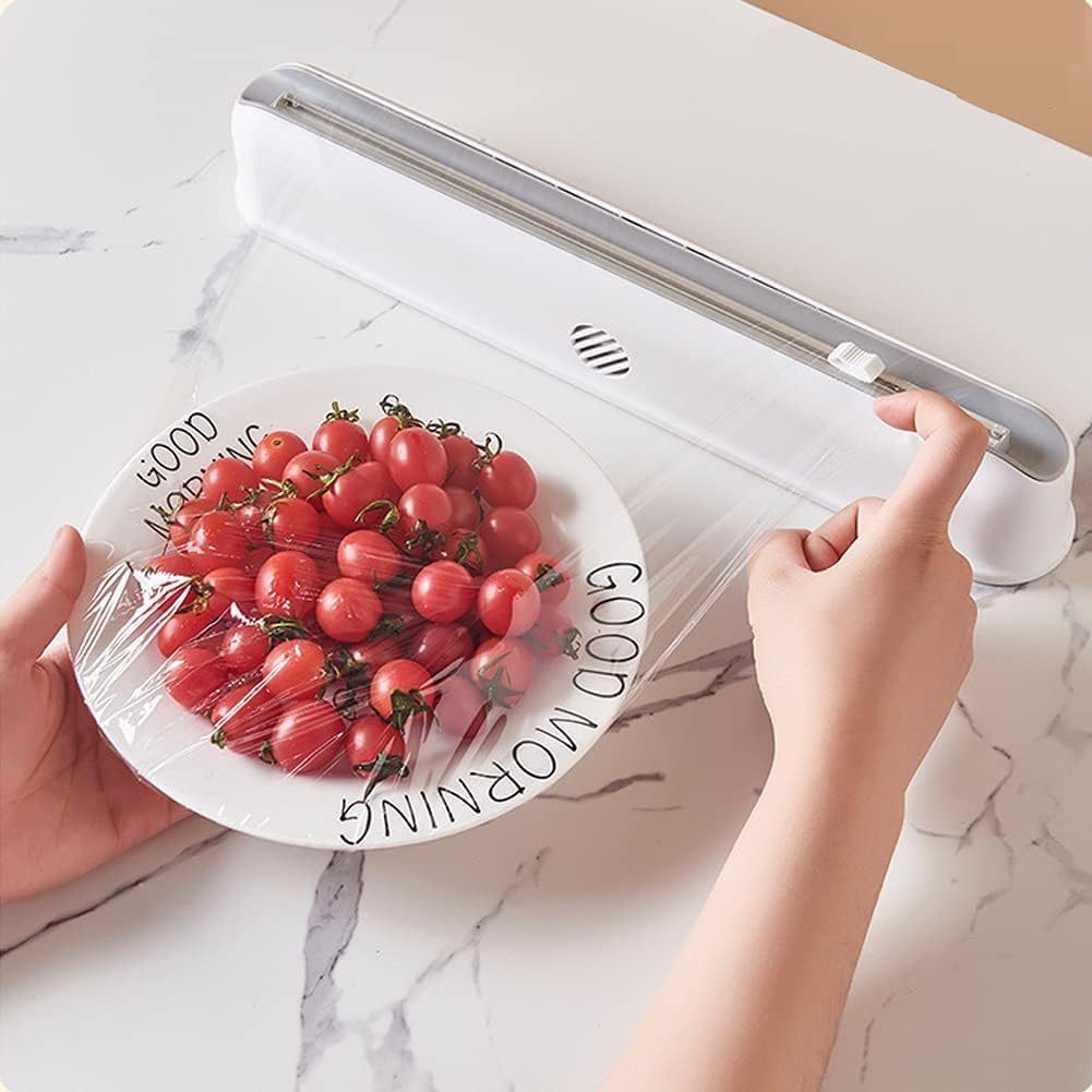 Cortador de envoltorios de plástico, dispensador de envoltorios, dispensador de envoltorios y cortador for película adhesiva y papel de aluminio, adsorbible y montado en la pared, dispensador de envol