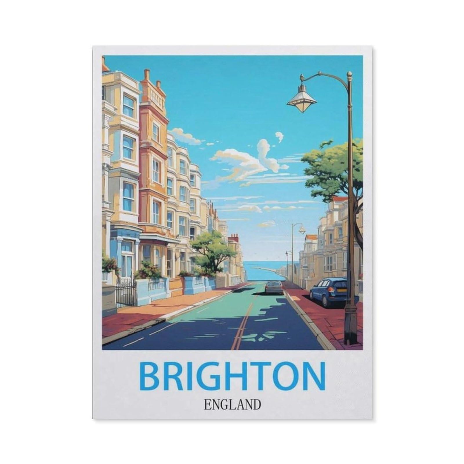 Beayodkp （40 X 50 Cm/15.74 X 19.68 Inches） Diamond Painting，Brighton England Vintage Travel Posters，Diamond Painting Art Embroidery Cross Stitch Pictures Gift Wall Decoration-Ch4