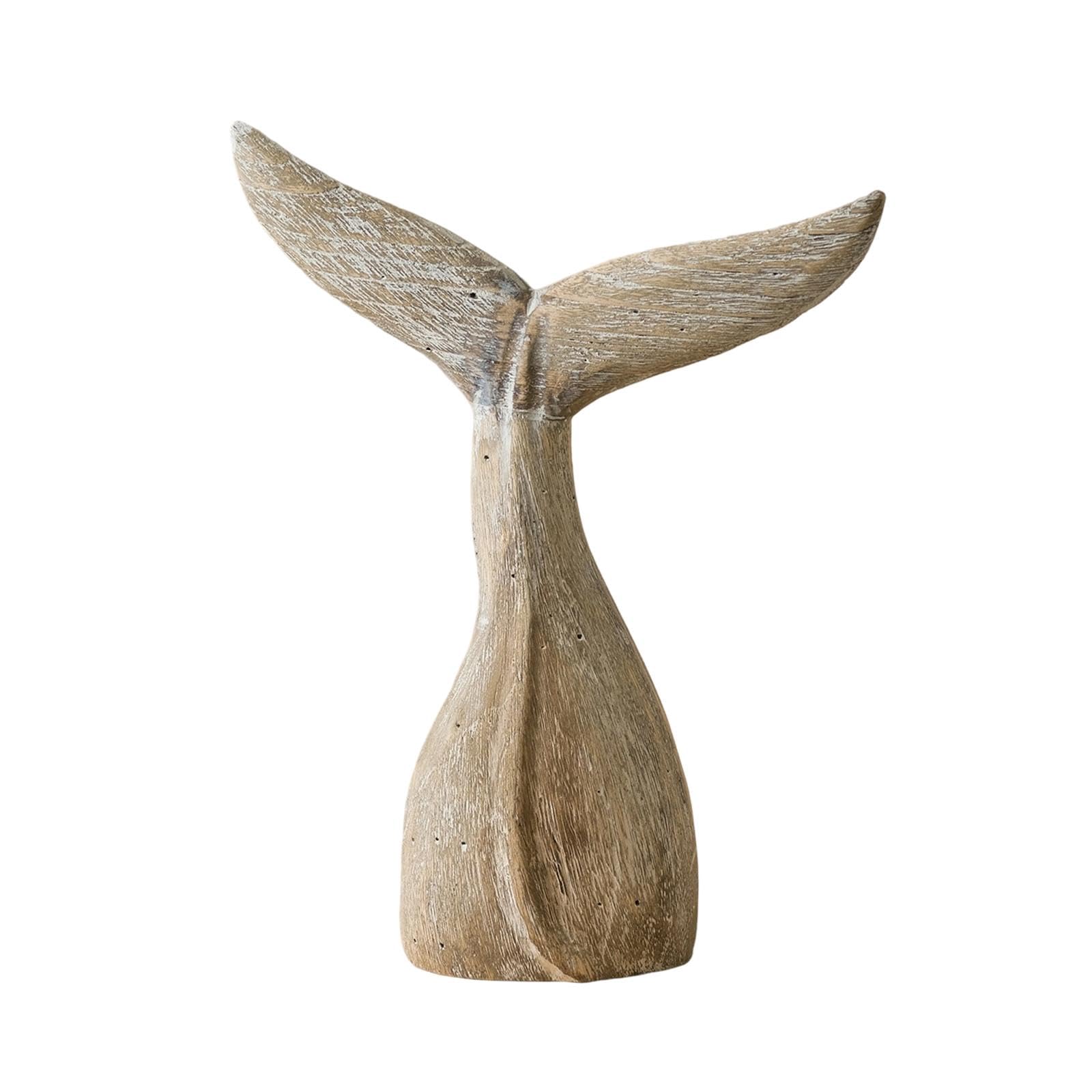 Escultura de Mesa Cola de Ballena Figura Tallada Modelo Creativo Decorativo Madera Maciza Diseño Retro para Entrada Salón Oficina Hogar, L, Individual