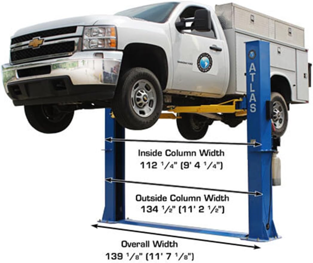 Atlas BP10000X 2-Post Vehicle Lift with width dimensions