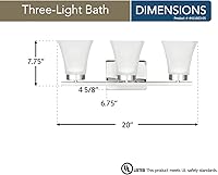 Vista 10 de Sea Gull Lighting 4411603-962 Bayfield - Luces estilo tocador de baño, acabado de níquel cepillado