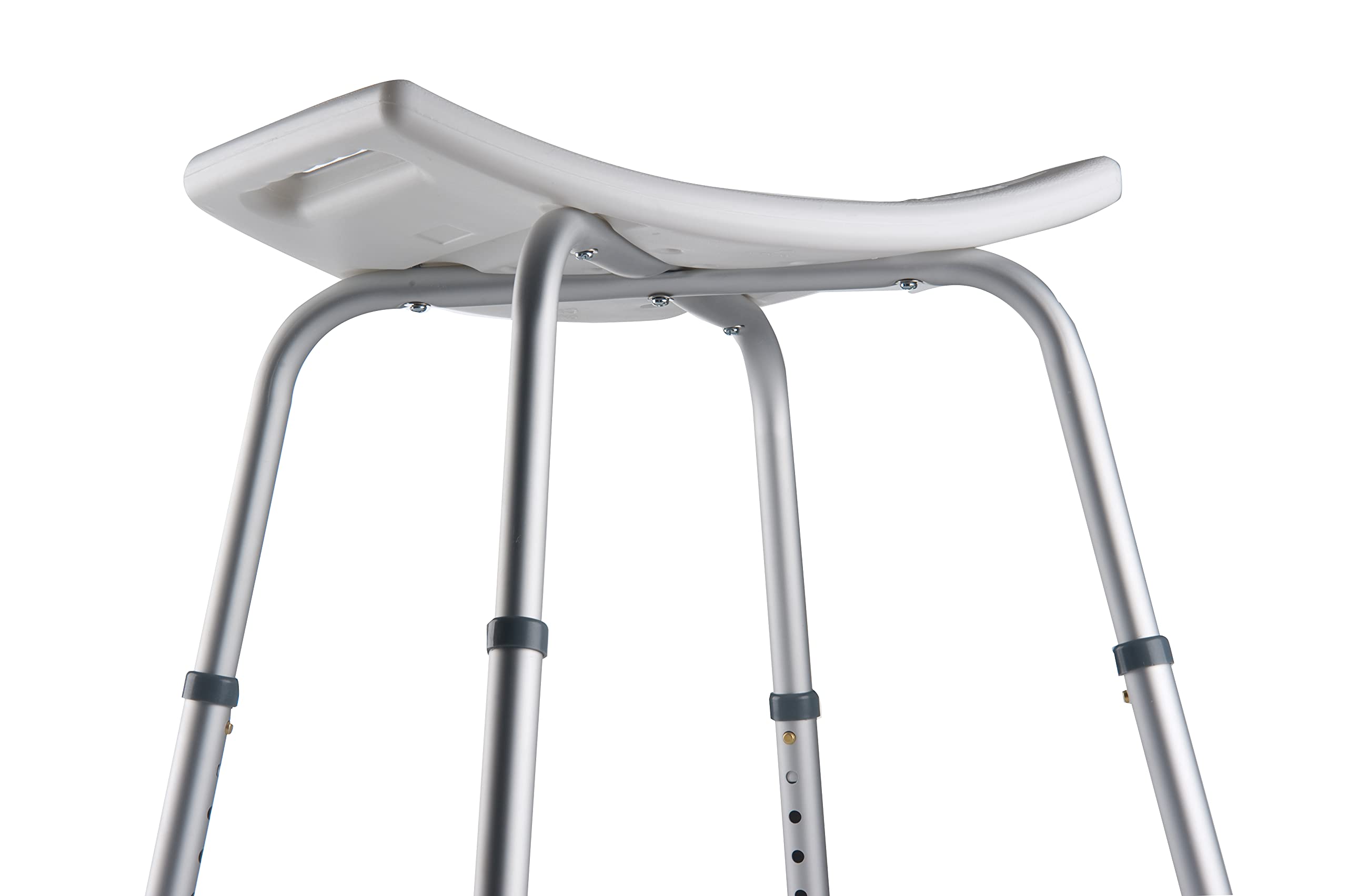Vivamore Taboret prysznicowy z antypoślizgową regulacją wysokości - maks. 150 kg, tworzywo sztuczne, biały