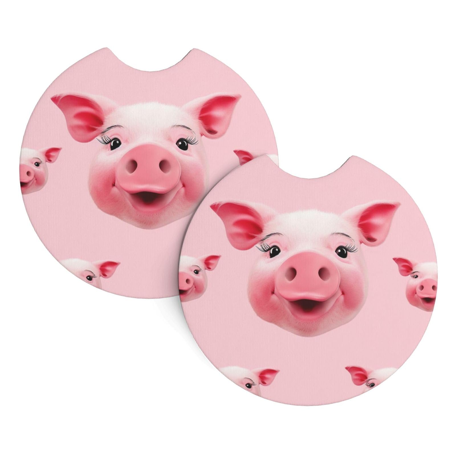 2 Pack Car Coaster for Cup Holders Smiling Car Cup Coaster 2.7" Neoprene Non-Slip Automotive Cup Mat Universal Auto Car Interior Accessories for Women Men Cup Pad