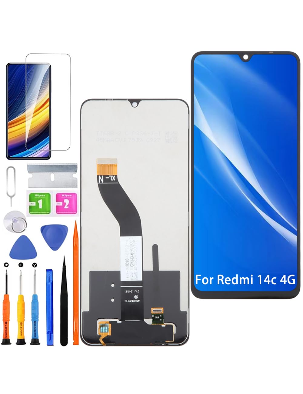 Ersatzbildschirm für Xiaomi Redmi 14C 4G für Xiaomi Redmi 14C 4G LCD-Display 2411DRN47C 2409BRN2CA Digitizer Touchscreen Montage-Reparatur-Sets mit Rahmen