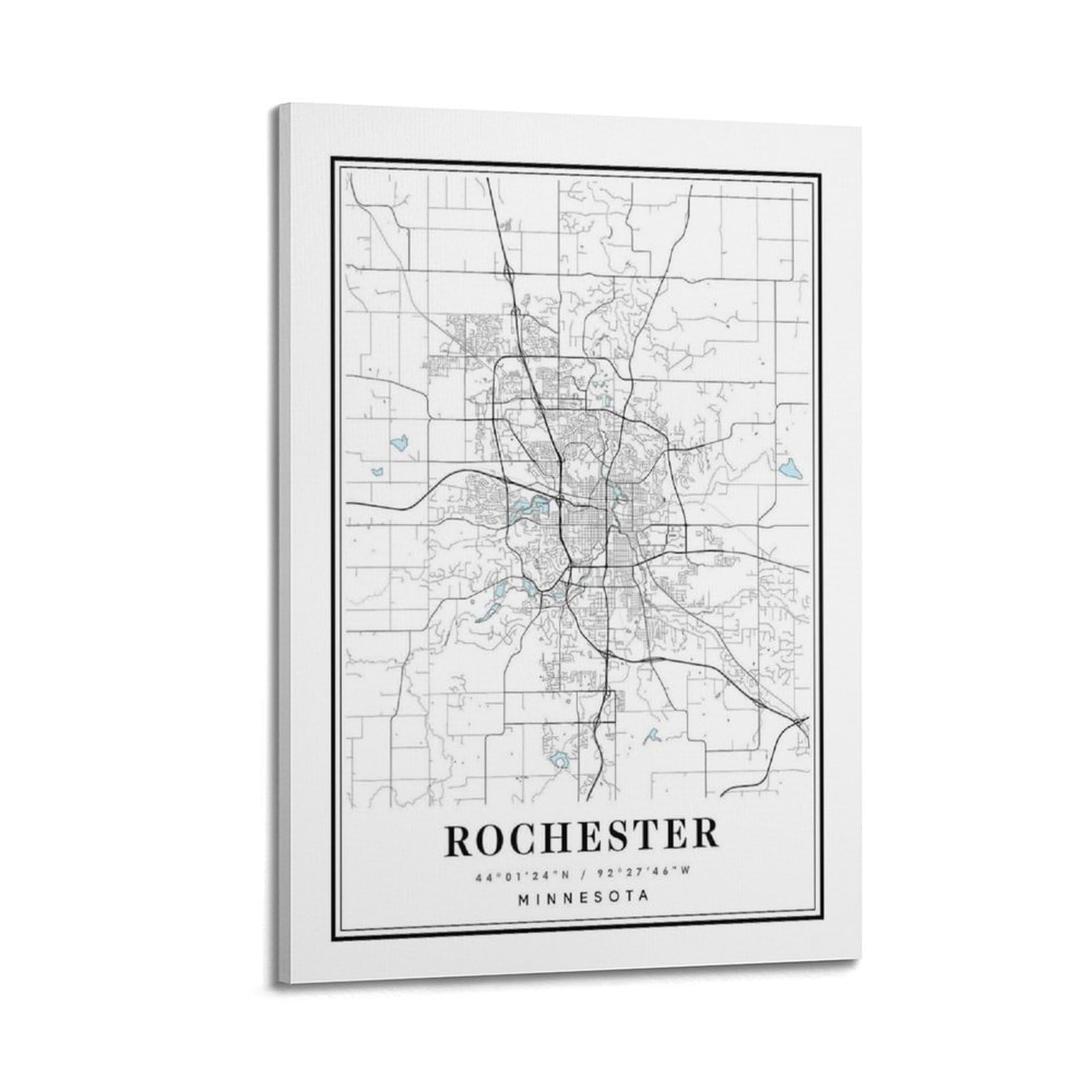 xiaoxiaoshen Rochester Minnesota Map Canvas Poster Wall Art Prints Room Aesthetic Murals Bedroom And Living Decorations 24x36inch(60x90cm)