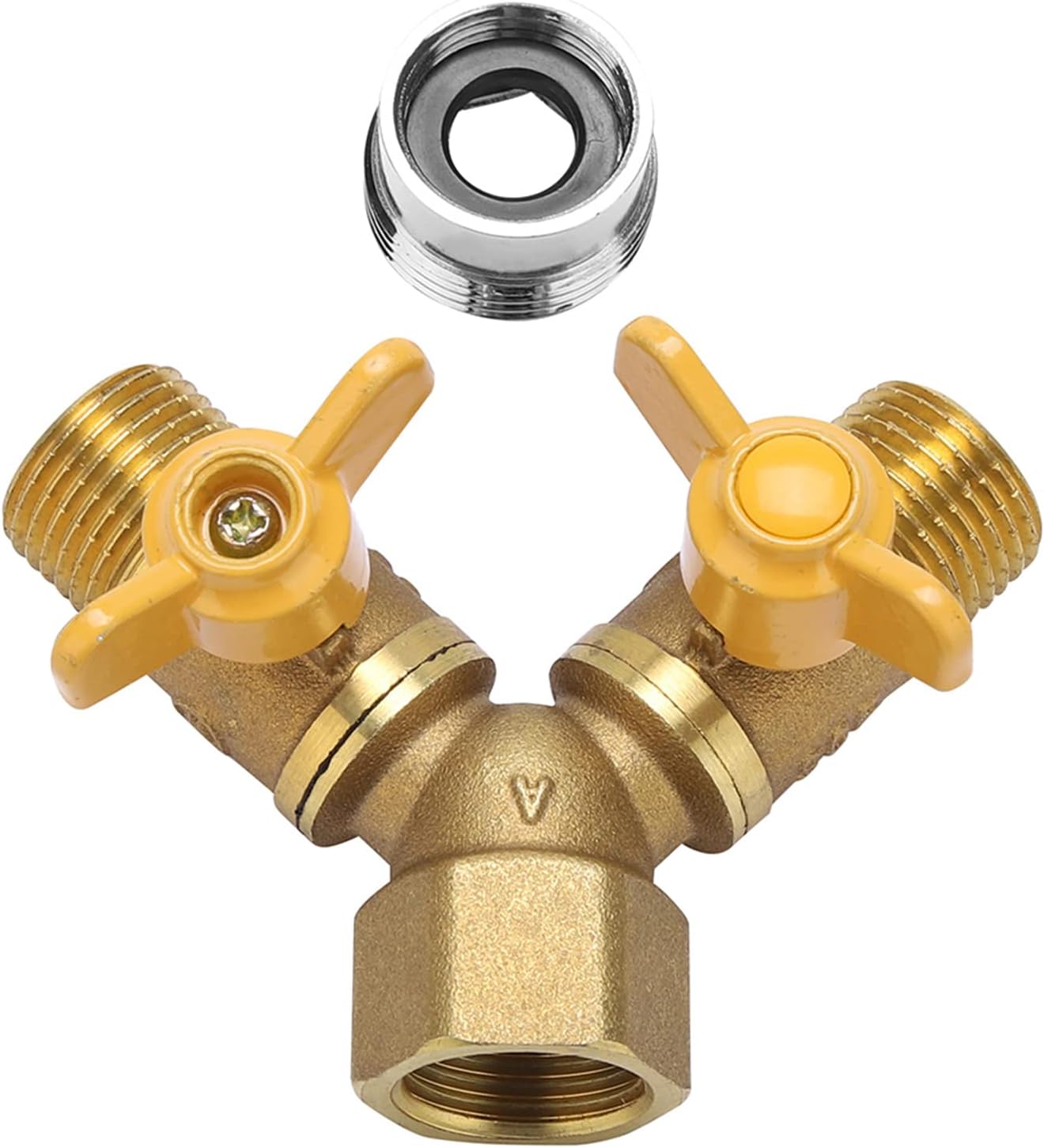 Empaque Manguera,Washing Machine Hose Splitter 2 Way,Washing Machine Laundry Tub Splitter G1 2 Brass Garden Irrigation 2 Way Double Tap Hose Adapter Dual Faucet Connector