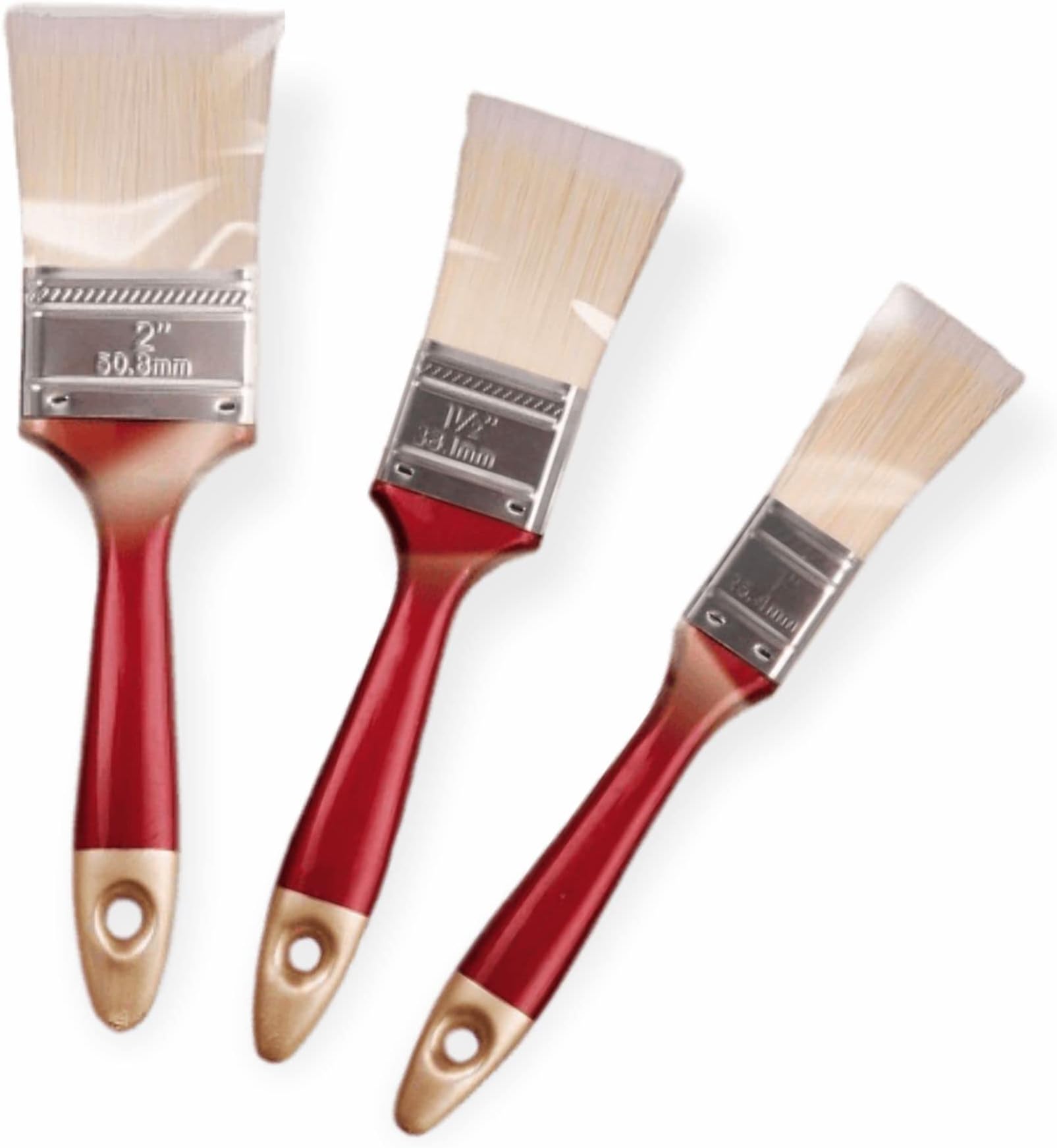 Paint Brush Set Heavy Duty Paint Brushes Strong Bristles Professional Paintbrush Walls Fence Furniture Ceilings Decking DIY Painting Decorating Supplies Home Essential Assorted Size 1",1.5" & 2"(3Pc)